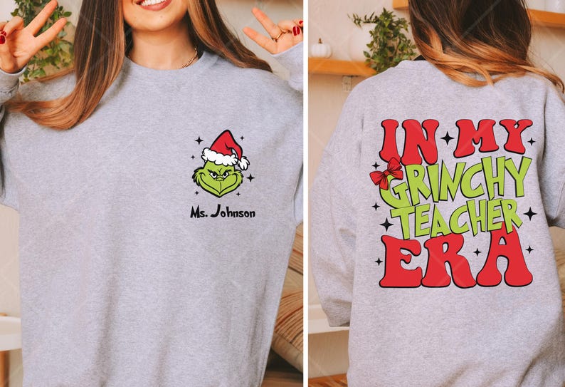 Christmas Teacher Shirt Personalized Cute Teacher Christmas Sweatshirt Gift for Teacher Appreciation Gift Custom Holiday Teacher Shirt bild 2