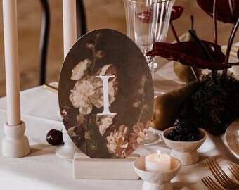 Personalised Oval Die Cut Table Numbers | Fine Art | Wedding Stationery | Day Of Stationery | Vintage Art | Wedding Day Papers | Table Names