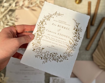 Botanical Wedding Invitation Suite | Fine Art | Vintage Wedding Invite | Classic Wedding Invite | Luxury Wedding Invitation | Foliage Wreath