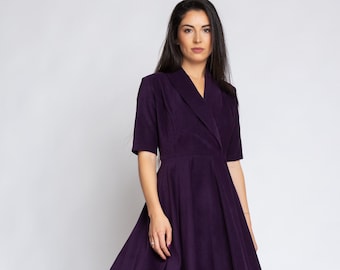 Purple Faux Suede Bias Dress