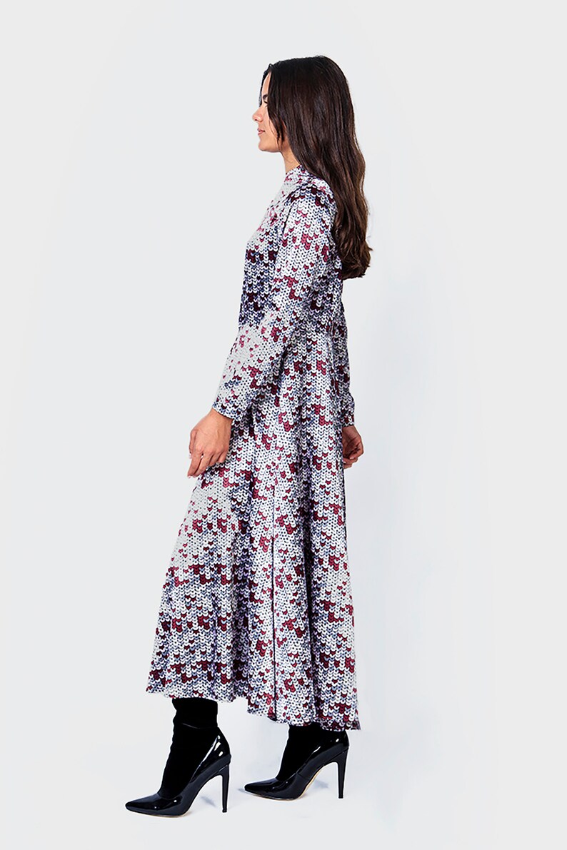 Berry Coloured Printed Dress image 5