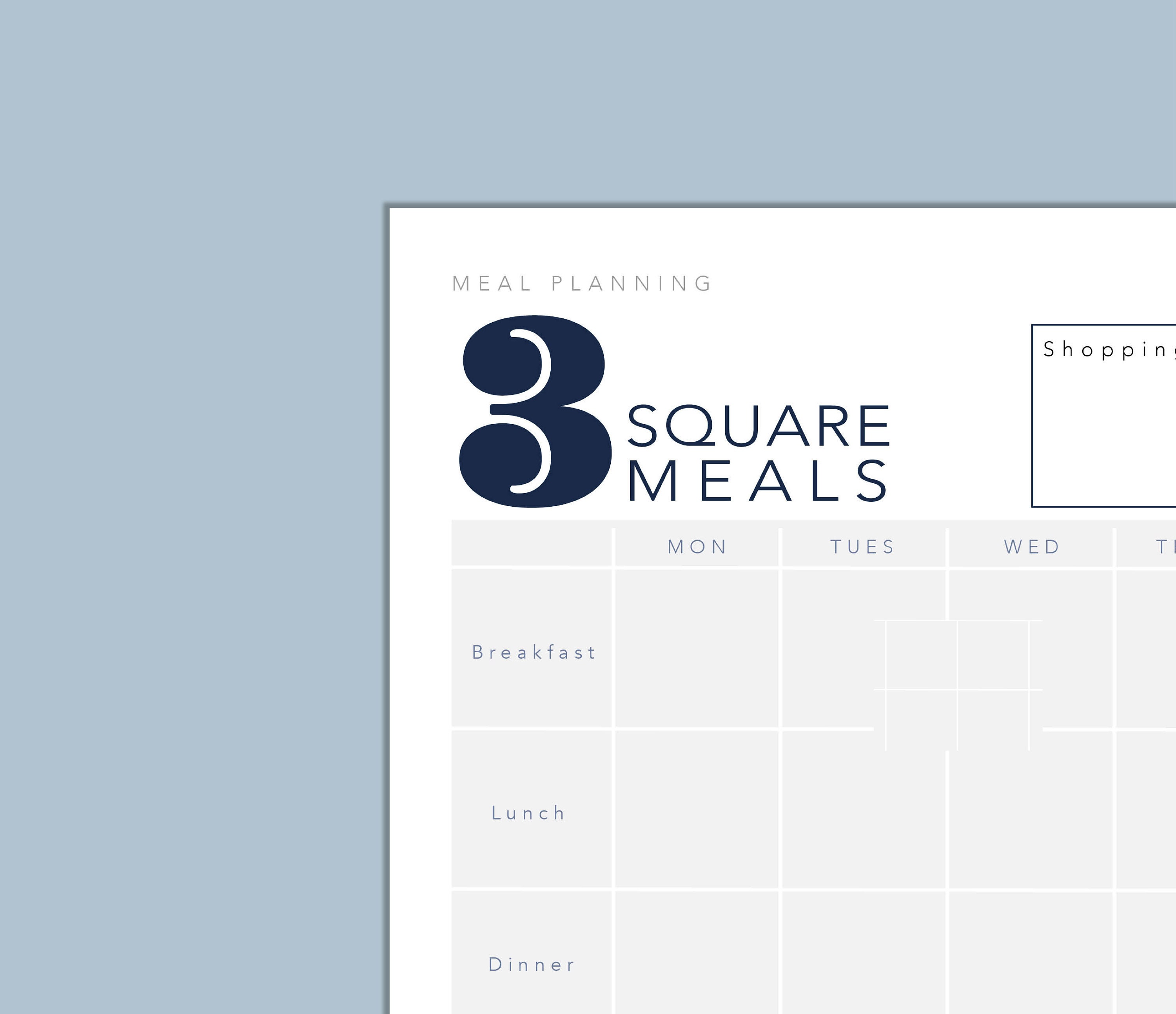 3 Square Meals Meal Planner Download and Printable A4, A5 and Letter - Etsy
