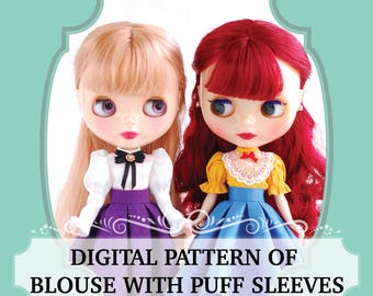 Blythe Doll Blouse Pattern, Victorian Puff Sleeves (PDF Download)