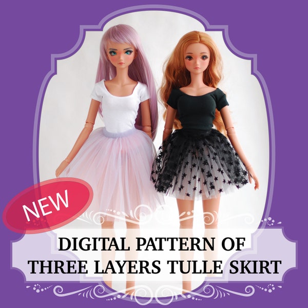 Digital Sewing Instructions of Tulle skirt for Smart doll, Digital Pattern for Smart Doll Clothes (PDF download)