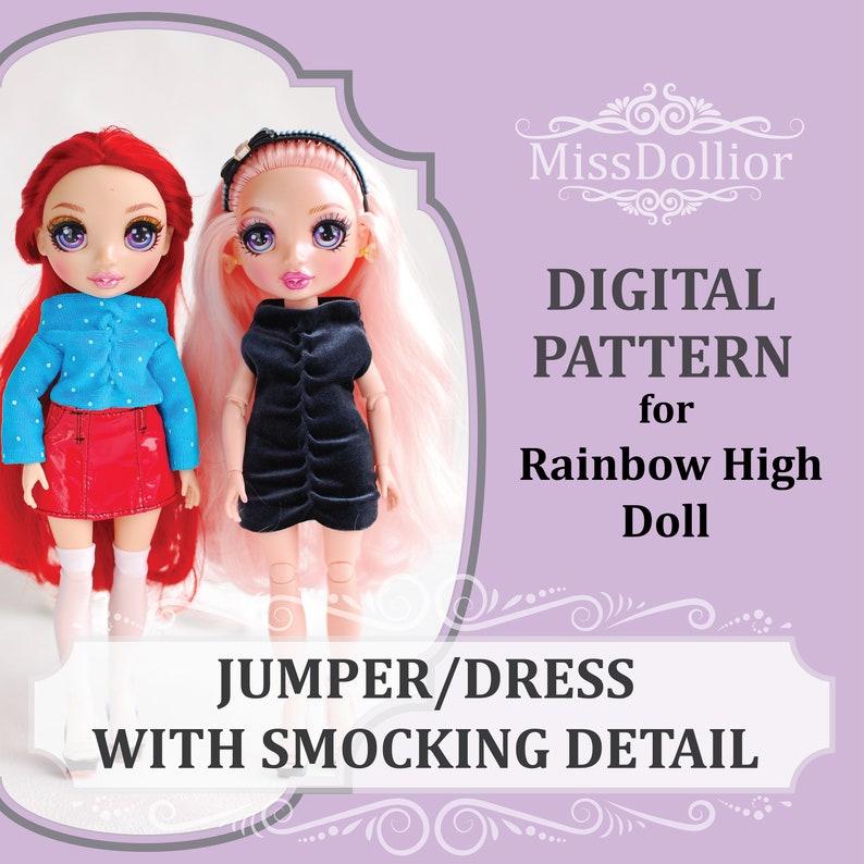 Rainbow High Doll Clothes Pattern of Dress and Jumper digital Etsy