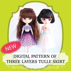 Drei Schichten Tüllrock Nähanleitung für Pullip doll (PDF download)