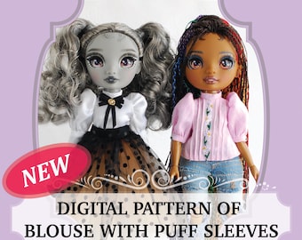 Rainbow Blouse with Puff Sleeves, Victorian Style Blouse for Rainbow Fashion doll Digital Pattern and Sewing Instructions (PDF download)