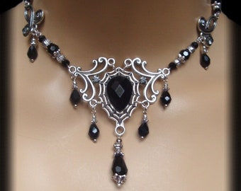 Necklace spider web black drop Wicca pagan witch necklace choker Celtic Gothic