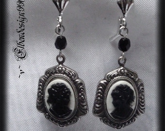 Earrings ~Camee~ black Wicca Pagan Witch Goddess Gothic earrings Steampunk Victorian