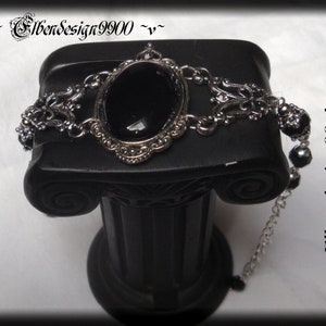 Bracelet ~Nightmare~ black Wicca pagan witch crystal goddess Victorian Gothic bracelet Onyx