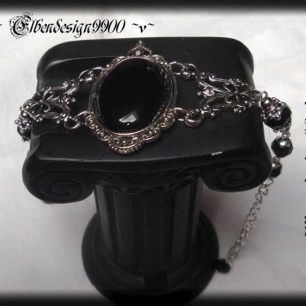 Armband ~Nightmare~ schwarz Wicca pagan Hexe kristall Göttin viktorianisch Gothic Armschmuck Onyx