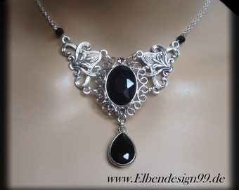 Necklace black victorian bridal jewelry wiccan pagan witch necklace steampunk gothic renaissance