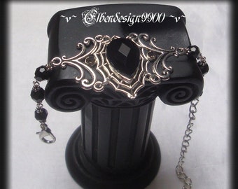 Armband ~Arachnea~ schwarz Spinnennetz Wicca pagan Hexe kristall Göttin Spinne Gothic Armschmuck