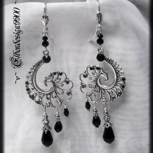 Ohrschmuck Spiral schwarz Wicca pagan Hexe Göttin Gothic Ohrhänger Ammonit Chandeliers Burlesque Bild 2