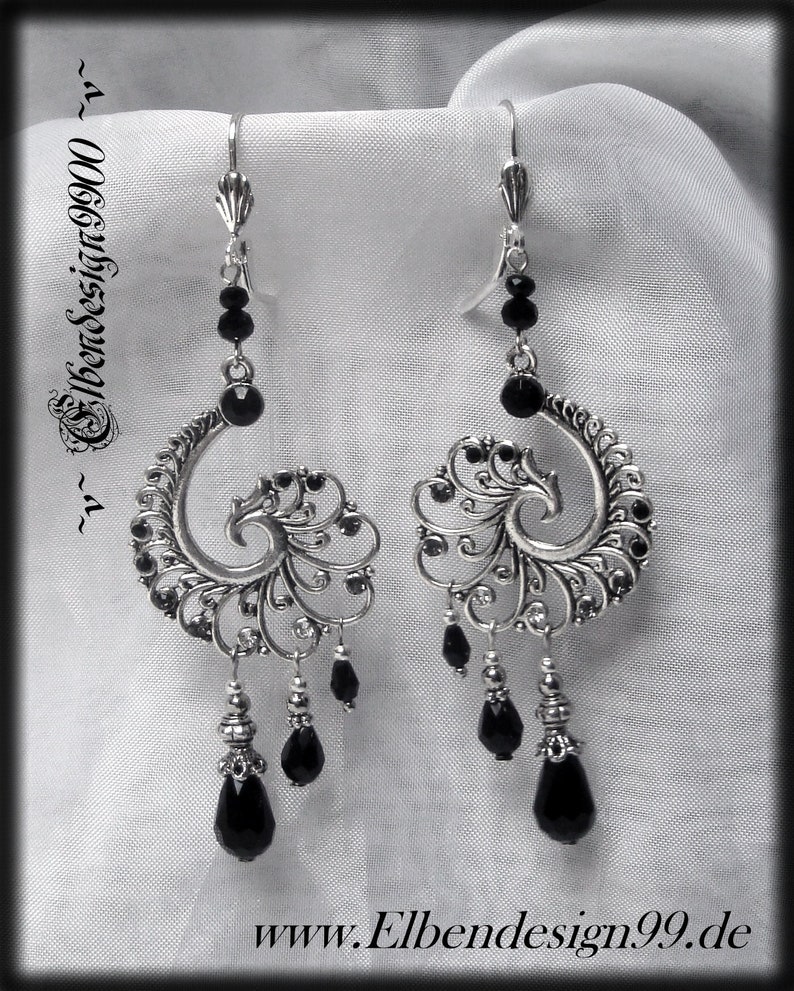 Earrings Spiral black Wicca pagan Witch Goddess Gothic Earrings Ammonit Chandeliers Burlesque image 2