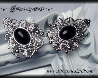 Hair clips black wiccan pagan witch gothic victorian black diamond rhinestone clip hair accessories silver hair clips glass stone