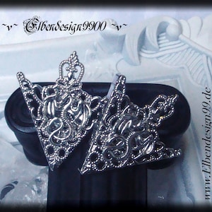 Kragenecken ~Dragon~ black Plug Collar Pins Wicca pagan Goddess Gothic Brooches Steampunk Victorian Medieval Renaissance Dragon