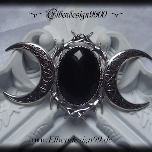 Brooch ~Dreimondin~ black moon Wicca pagan witch moon phases goddess crescent gothic pin
