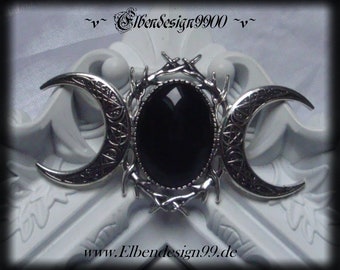 Brooch ~Dreimondin~ black moon Wicca pagan witch moon phases goddess crescent gothic pin