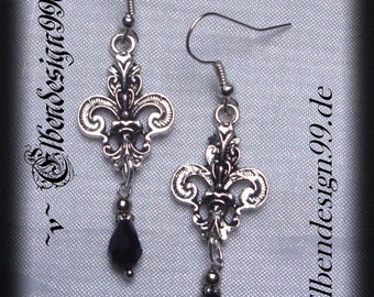 Earrings ~Fleur de Lys~ black Wicca pagan witch goddess Gothic earrings french lily