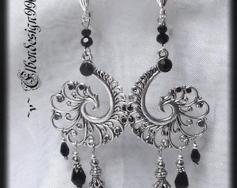 Earrings ~Spiral~ black Wicca pagan Witch Goddess Gothic Earrings Ammonit Chandeliers Burlesque