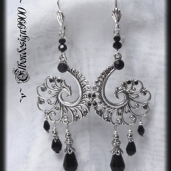 Ohrschmuck ~Spiral~ schwarz Wicca pagan Hexe Göttin Gothic Ohrhänger Ammonit Chandeliers Burlesque