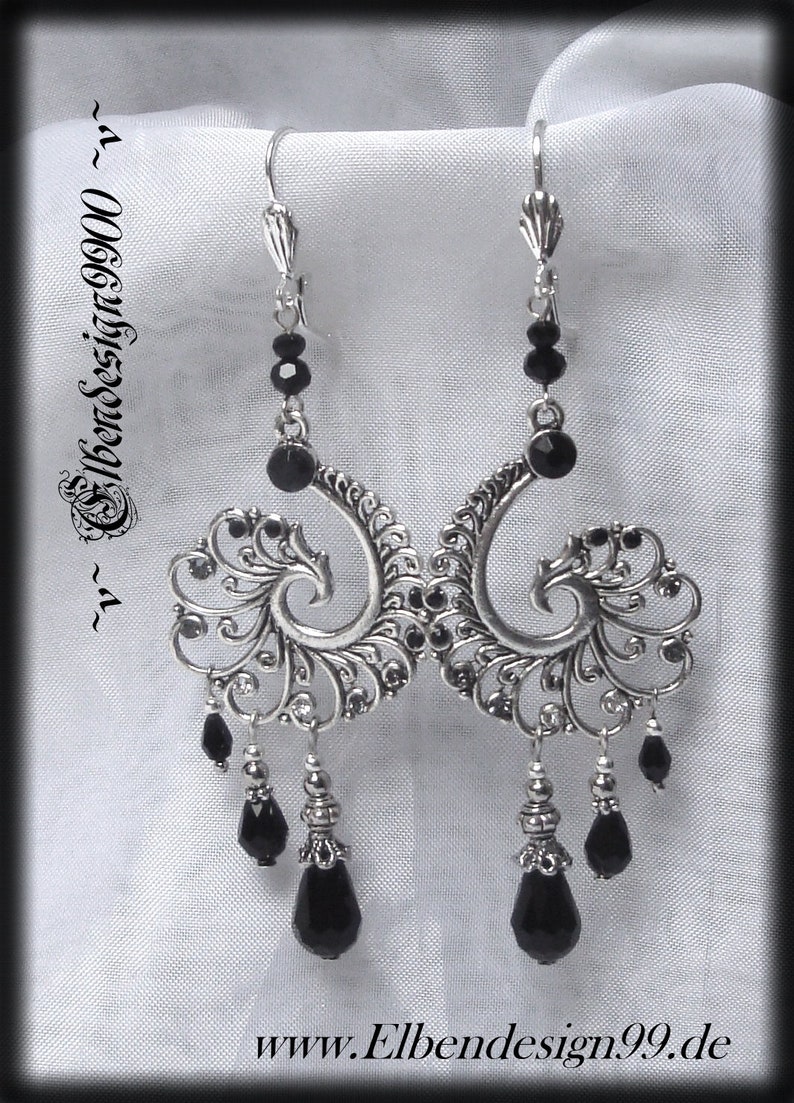 Earrings Spiral black Wicca pagan Witch Goddess Gothic Earrings Ammonit Chandeliers Burlesque image 1