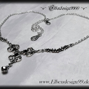 Necklace Choker bloodstone French lily Gothic necklace Steampunk Victorian wedding jewelry black diamonds hematite Renaissance