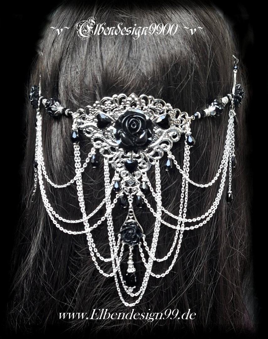 Hair clip rose Victorian hair accessory Wicca pagan witch Gothic Steampunk bridal jewelry dark wedding UNIQUE