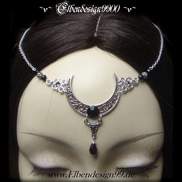 Forehead Jewelry Moon Black Stone Triskele Wicca pagan Witch Forehead Necklace Celtic Gothic Hair Accessories Tiara