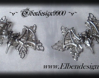 Hair clips ~Bat~ Wicca pagan witch Gothic Victorian rhinestone bat hair accessory silver hair clips