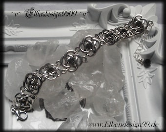 Armband filigran schwarz Steampunk Wicca pagan Hexe kristall Göttin keltische Knoten Gothic Armschmuck