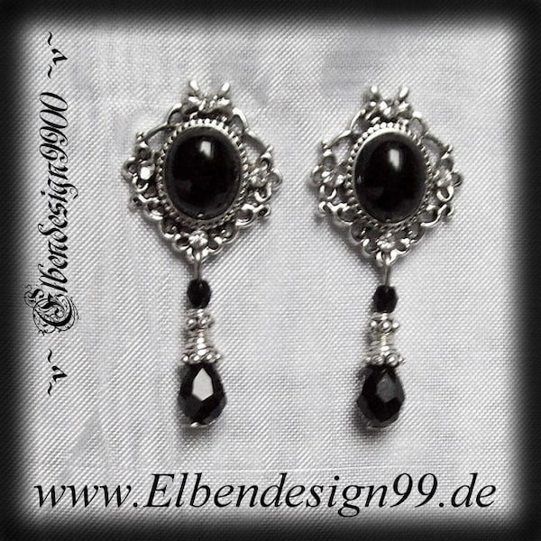 Ohrschmuck Tropfen schwarz Wicca pagan Hexe Göttin Gothic Ohrhänger Steampunk viktorianisch  black diamonds Stecker