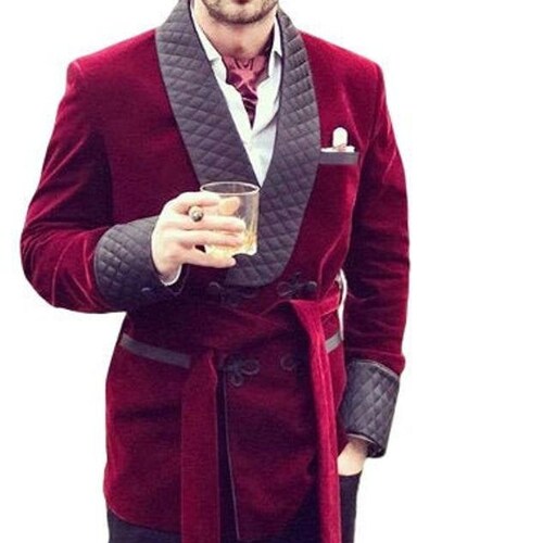 Mens Velvet Smoking Quilted Long Dinner Coat,Men's Velvet deals Long Smoking Coat