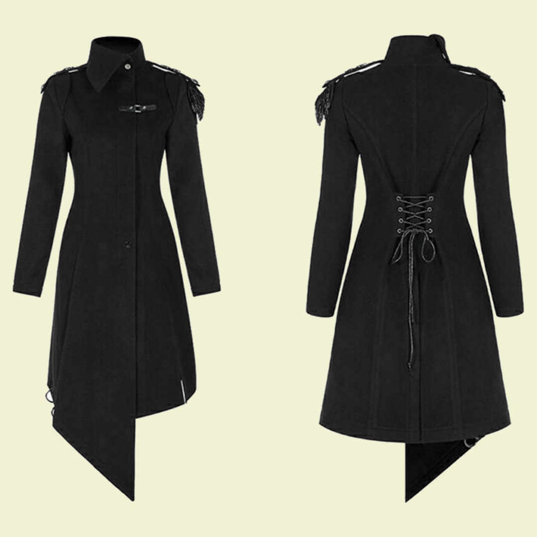 New Ladies Gothic Women Military Uniform Long Coat Ladies - Etsy UK
