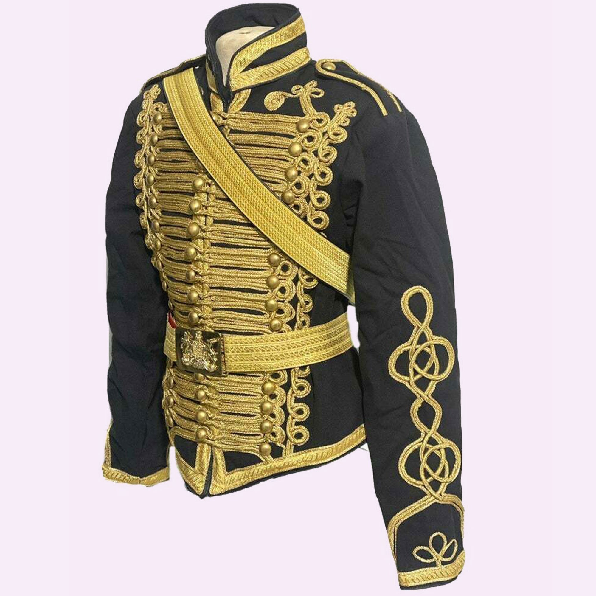 Men's Black Jacket Ceremonial Hussar Officers Jacketmens