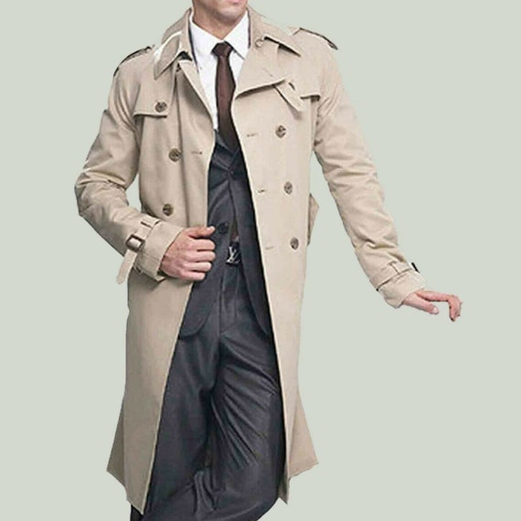 Boekwinkel Politiebureau Aankoop Heren nieuwe beige militaire jas katoen gabardine trenchcoat - Etsy België