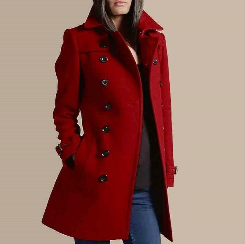 New Ladies Luxury Red Heavy Wool Double Breasted Coat Ladies | Etsy