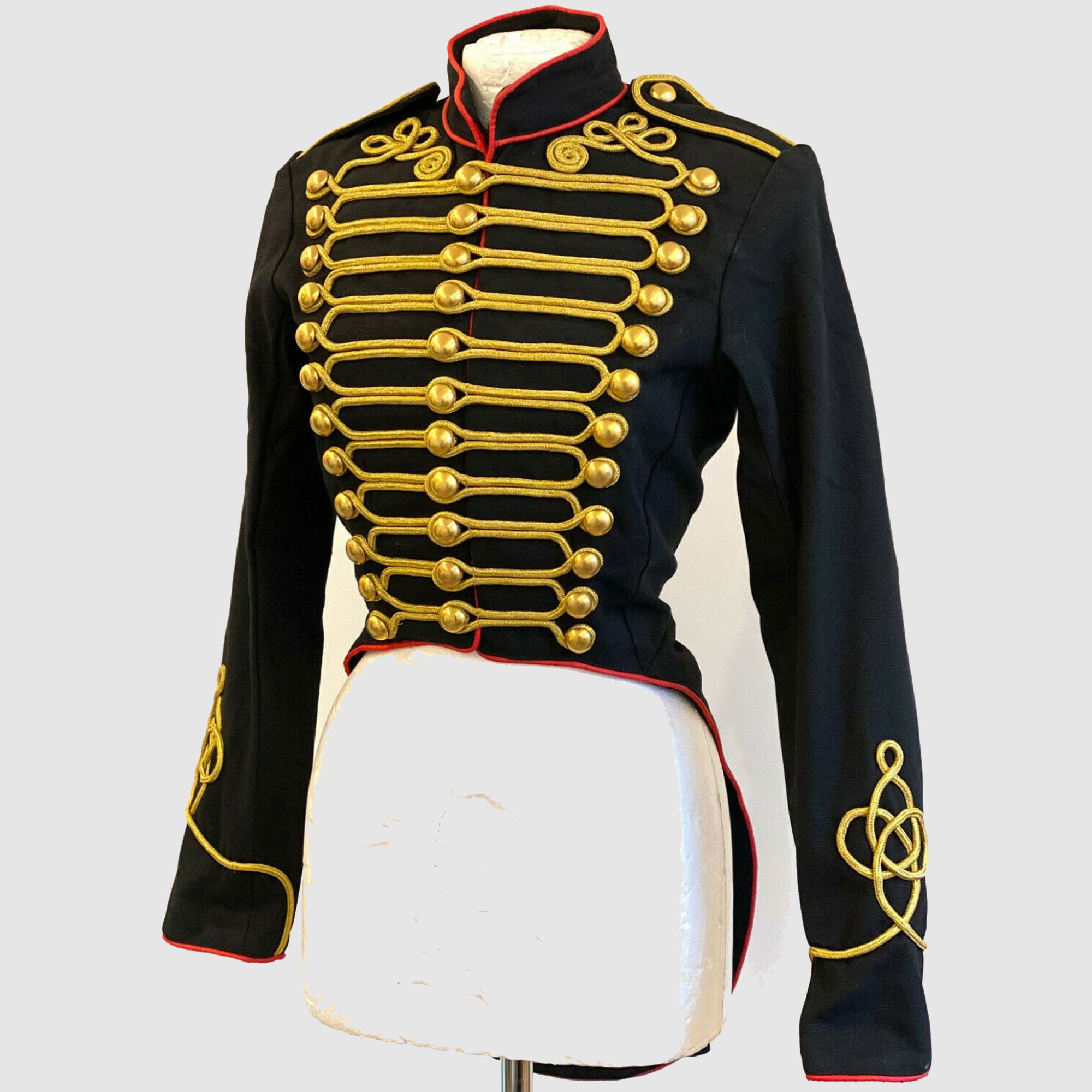 Men's Military Hussar Tail Coat in Black With Red Piping Etsy UK