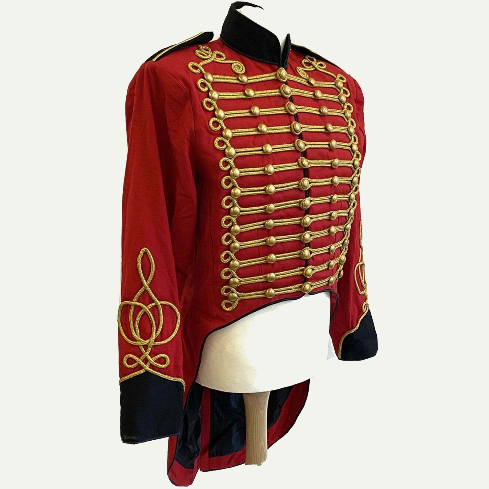 Men's Military Hussar Tail Coat in Red Blackmen's Etsy
