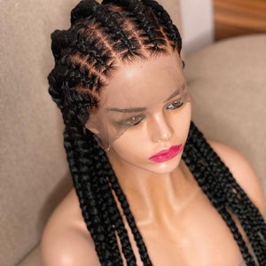 Stitch braids wig, Conrow braids, Feed in braids, All back conrow braid wig, Full lace stitch conrow braids, Box braid wig, Braided wig