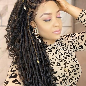 Goddess locs wig, messy locs, fairy locs wig, distress loc wig, faux locs, goddess locs, boho locs, textured locs for black women