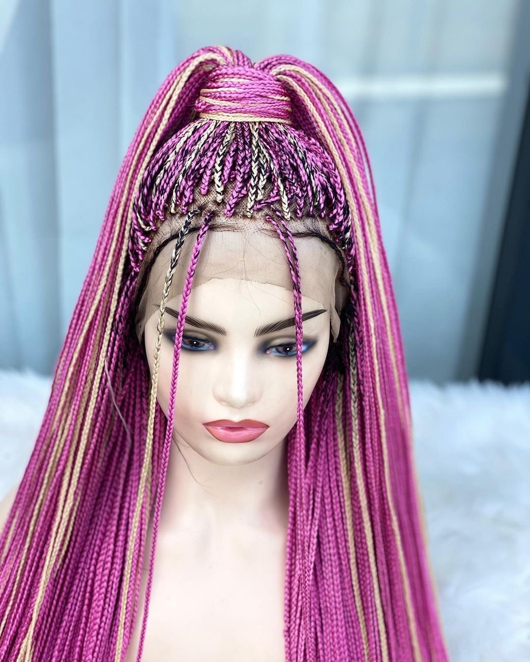 Micro Braids Wig Multi Color Box Braid Wig Unicorn Braid - Etsy UK