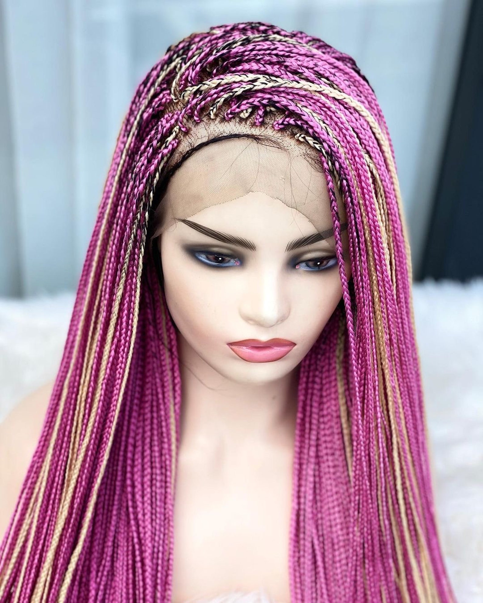 Micro Braids Wig Multi Color Box Braid Wig Unicorn Braid Etsy UK
