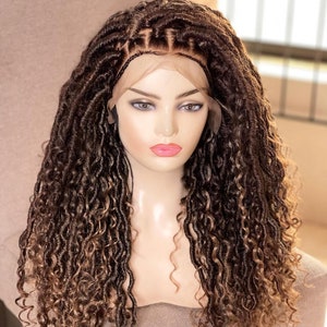 Goddess Fauxlocs wig, messy locs, distressed loc wig, dread loc wig, ombré faux locs, goddess locs, boho locs, braided wig for black women