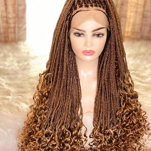 Box braided wig, Goddess braid wig, Medium Box braids wig for black women, Curly braids, Senegalese box braid wig, Knotless box braid wig