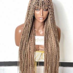 Fringe braids wig, Full lace wig, Large box braid wig, Black women braids wig, Fulani braids, Braided wig for black women, Senegalese Braids