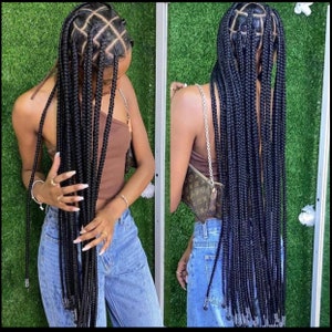 Peluca trenzas Jumbo, Peluca trenza grande de encaje completo, Peluca trenzada caja, Peluca trenzada para mujeres negras, Trenzas senegalesas, peinado de mujer negra