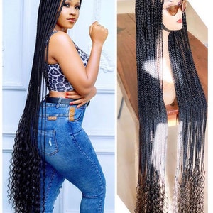 Floor length braids wig, box braided wig, Black women hairstyle, Full length Box braid wig, Senegalese braids, Knotless braids wig