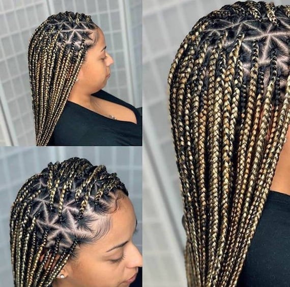 Knotless Triangle Box Braid Wig Full Lace Synthetic Boho Braided Wig Amazon.com : Janyuwool 36 main image 4